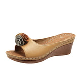 Breakj Flower Sandals Platform Platform Platform With Low Women's Slippers Wise Large Size