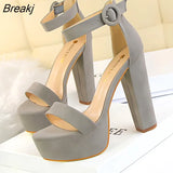 Women High Heels New Ladies Shoes Fashion Sandals Sexy Nightclub Party Platform Wedding Shoes Pumps Square Heel Peep Toe
