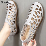 2023 Summer Genuine Leather Hollow Shoes Woman Sandals Casual Sneakers Flat Soft Sole Comfortable Sandals Large