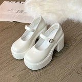 platform heels Gothic Punk Shoes Platforms Mary Jane Shoes Fashion Ladies Uniform Thick Heel Shoes College Lolita