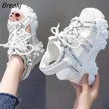 Women 2021 Casual Platform Shoes Cross Straps Open High Heels Wedges Ladies Sandal Outdoor Sport Chunky Beach