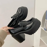 Women Loafers New lolita shoes retro platform shoes Japanese JK uniform high heel leather shoes College girls Mary Jane