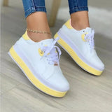 Shoes Women's Vulcanized Shoes 2023 Outdoor Platform Shoes Female Casual PU Fashion Lace-Up Sneakers Women Wedge