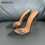 Heel Slippers Women Shoes Summer Peep Toe Mixed Colors Stiletto Sandals Sexy Party Ladies Shoes Luxury Woman