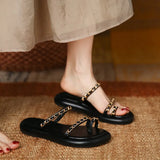 New Women Summer Fashion Chain Flip-flops Sandal Slippers Woman Flat Platform Sandals Casual Flat Slippers