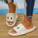 New Summer Cartoon Shark Slippers for Women Non Slip Home Bathroom Slides Woman 2024 Soft Sole Flat Flip Flops