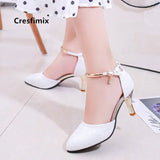 Women Fashion High Quality White Pointed Toe Buckle Strap Pu Leather Stiletto Ladies Casual Pink Comfort High Heel Shoes