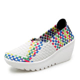 Women Plus Size 35-42 for Women 2024 Wedges Platform Sneakers Fashion Weave Hollow Ladies Loafers Slip-on Casual