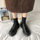 Style Small Black Leather Shoes Spring 2024 New Vintage Single Shoes Flat-Soled Jk Student Muffin