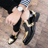 leather shoes Casual Men Brogue Patent Leather Shoe Man lace up Oxford Dress Shoes Elevator Formal club party