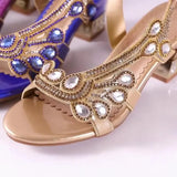 The Summer Of 2024, The New Sandals Women Wear Crystal Diamond-Encrusted High-Heeled Shoes, Sexy Fish Mouth Shoes, Rough-Heeled Water Drill