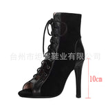 Women With Sandals 2023 Summer Hollowed-Out Short Boots, Stiletto Heels, Dance Shoes, Large Size Open-Toed