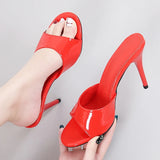 2023 New Women Nude Color Slippers Mule High Heels Slippers Sandals Sexy Daily 9cm Beige Pointed Toe Slides Party