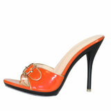 Color Slippers Women Shoes Sexy Patent Leather High Heel 10.5CM Pointed Toe Sandals Shoes Women 2023 Female Wedding