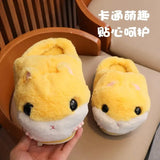 Kids Parents Shark Winter Cartoon Shark Home Slippers Couples Fashion Indoor Thick Bottom Plush Funny Cotton