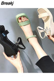 for Women Green Ladies Shoes Wedge with Platform Waterproof Summer 2023 Medium Heels Footwear Wedges Heel One Word