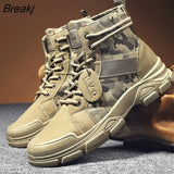 Men's Boots Winter Warm Men Boots Lace Up Camouflage Male Leather Shoes Outdoor Ankle Boot Big Size 39-44