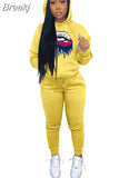 Two Piece Set Women Hooded Sweatsuits Fashion Pink Letter Leopard Print Tracksuit Casual Female Outfits Streetwear