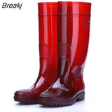 Men's Safety Work Rainboots PVC Waterproof Water Shoes Winter Wellies Autumn Non-Slip Knee-High Rain Boots Male Rubber