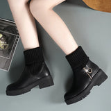Flat-Soled Short Boots Women's Thick-Soled Rice White Martin Boots With Plush Thread British Style Fashion Brand Women's Cotton