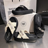 Women Slides Slippers Summer New Woman Beach Retro Peep Toe Slip on Wedges Platform Designer Casual Open Toe Flat