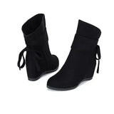Ankle Boots Winter Shoes For Women Flat Heel Zipper Boots-Women Round Toe Low 2024 Rubber Over-the-Knee Ladies Autumn PU
