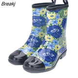 Fashion Women Rain Boots Waterproof Rubber Boots Midcalf Adult Non-slip Water Women Shoes Garden Kitchen Working