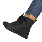Autumn New Women's Boots Solid Soft Leather Ankle Boots Ladies Round Toe High Top Casual Shoes Plus Size35-43 Flat