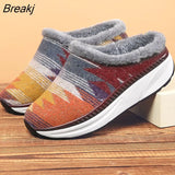 Plus Velvet Women Half Slippers Plus Size Cotton Slippers Ladies Fashion Casual Outdoor Home Thick Bottom Warm