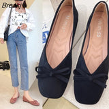 Women Flats Slip on Flat Shoes Round Toe Shallow Butterfly-knot Ballerina Slip on Loafers Faux Suede Lady Ballet Plus Size