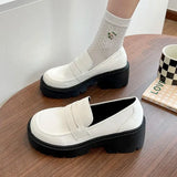 platform women's loafers shoes High Heels Pumps Chaussure Femme College Shoes Lolita Cosplay Platform Chunky Sole