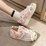 Womens Flat Sneakers New Style Breathable Floral Canvas Shoes Autumn Thick Platform All-match Student Sneakers Zapatillas