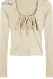 Slim Y2k Crop Tops Casual Basic Korean Fashion Pullover Woman Long Sleeve Elegant Clothing Female Design 2023