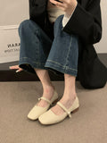 Gentle Wind Evening Shoes Shallow Mouth Square Head Thick Heels Grandma Shoes With Skirt Fairy Style Soft