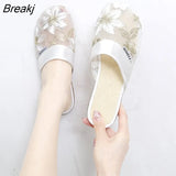 Women Summer Slippers Baotou Chinese Embroidery Flowers Sandals Ladies Casual Flip Flops National Indoor Outdoor