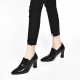 Spring and Autumn New Fashion Pointed Outwear Solid Color Versatile Black Large Women's Shoes High Heel Single Shoe