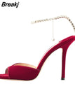 Strap Women's Sandals Square Toe Stylish Stiletto 2023 New Runway Pumps Party Women Shoes Thin High Heels Wedding