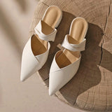 Summer New Fashion Pointed Solid Color Simple Women's Half Slippers Wearing Comfortable Leather Shoes Outside
