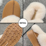 Women Thick Sole Faux Fur Slippers Winter Plush Warm Cotton Shoes Woman Indoor Outdoor Non Slip Fluffy Platform Slippers