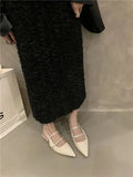 Shoes Shallow Pointed Toe Mules For Women 2023 Thin Heels Slippers Soft Beige Heeled Sandals Slides Fashion New Comfort
