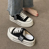 Summer New Thick Soles Increase Slippers Trend All Lazy People A Slip-on Half Drag Fashion Casual Canvas Shoes