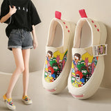 Women Platform Vulcanized Shoes 2023 New Woman Thick Sole Canvas Loafers Fashion Graffiti Sneakers Outdoor Flats Sports