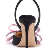 Breakj New Pointed Thin Heel Ultra High Heel Bow Rhinestone Head Large Size Hollow Rear Empty Sandals
