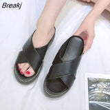 Summer New Fashion Women's Flip Flops Platform Shoes Women's Beach Shoes Round Head Women's Slippers Shoes for
