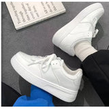 Breakj White Shoes 2025 Spring And Autumn New Thick-Soled Pure White Round Head Shoes Students Tied Casual