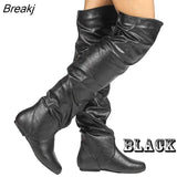 Boots Womens Square Block Heel Platform Side Zipper Autumn Winter Thigh Boots 15CM High Heels
