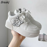 Women Sport Shoes Fashion Sneakers Platform Fashion Trainers Sport Shoes Female Lace Up White Thick Bottom Running