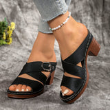 Breakj Out And Coarse Roman Cool Slippers 2025 Summer New Word With Large-Size High-Heeled Women's