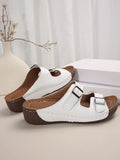 Breakj New Platform Slippers Women's Shoes Large Size Recreational Platform One-Line Buckle Casual Slippers Summer Beach