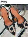 Buckle Drill Women Pumps Office Lady High Quality Wedding Shoes Rose Red Satin High Heels Women Stiletto Sandals